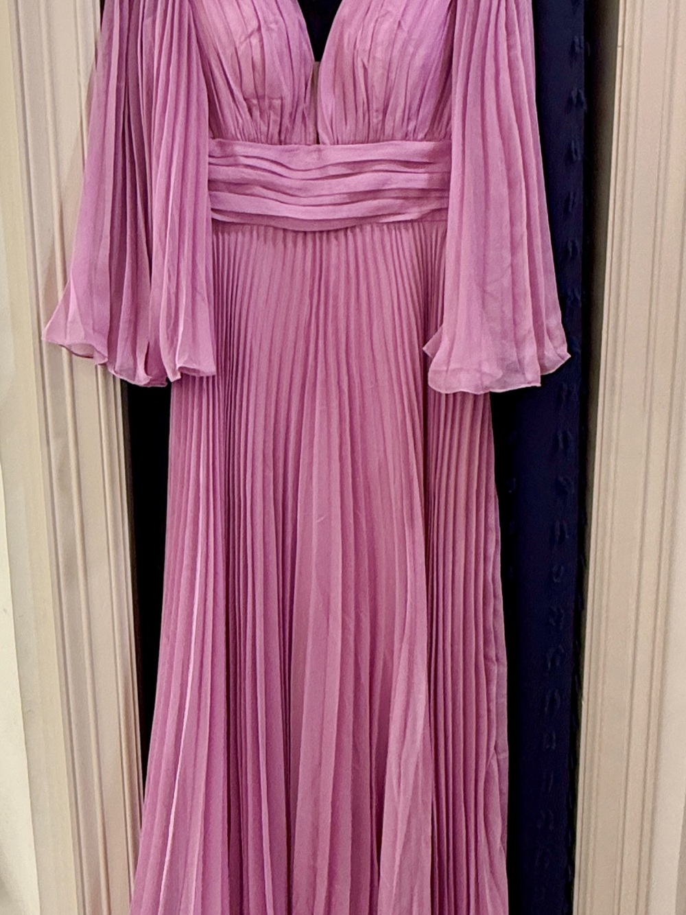 Cinderella Pretty Pink Pleated V-Neck Maxi Dress